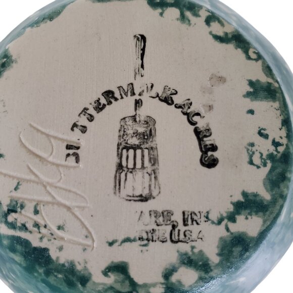 Buttermilk Acres Coffee Mug 12 oz Pinecone Pottery Spongeware USA Vintage - Picture 10 of 11